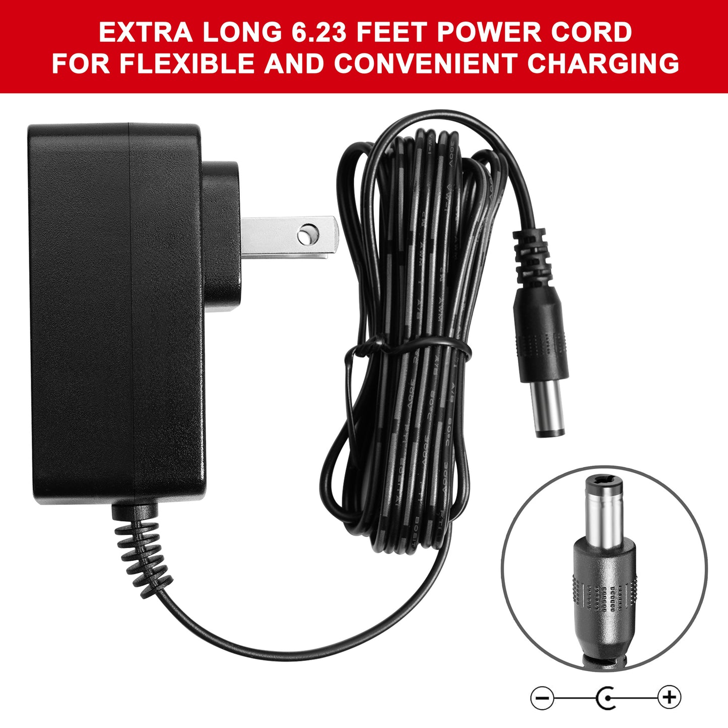 elezon Vacuum Charger 26V Power Supply Adapter, AC Adapter 100-240V 50-60Hz Power Cord Compatible with elezon A200 Cordless Vacuum Cleaner Lithium Ion Battery Pack